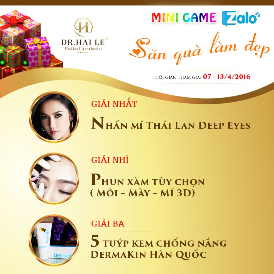 [ZALO MINIGAME] SĂN QUÀ LÀM ĐẸP MIỄN PHÍ TẠI DR.HẢI LÊ
