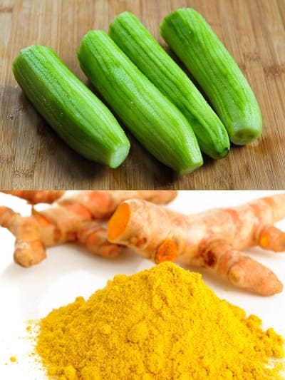 Xóa bỏ thâm đen vùng da dưới cánh tay bằng dưa chuột và bột nghệ