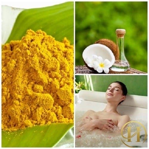 Tinh bột nghệ và dầu dừa làm trắng da
