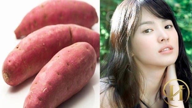 làm trắng da bằng khoai lang