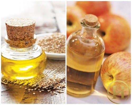 Kết hợp dầu mè và dấm táo để có được làn da mịn màng, trắng sáng